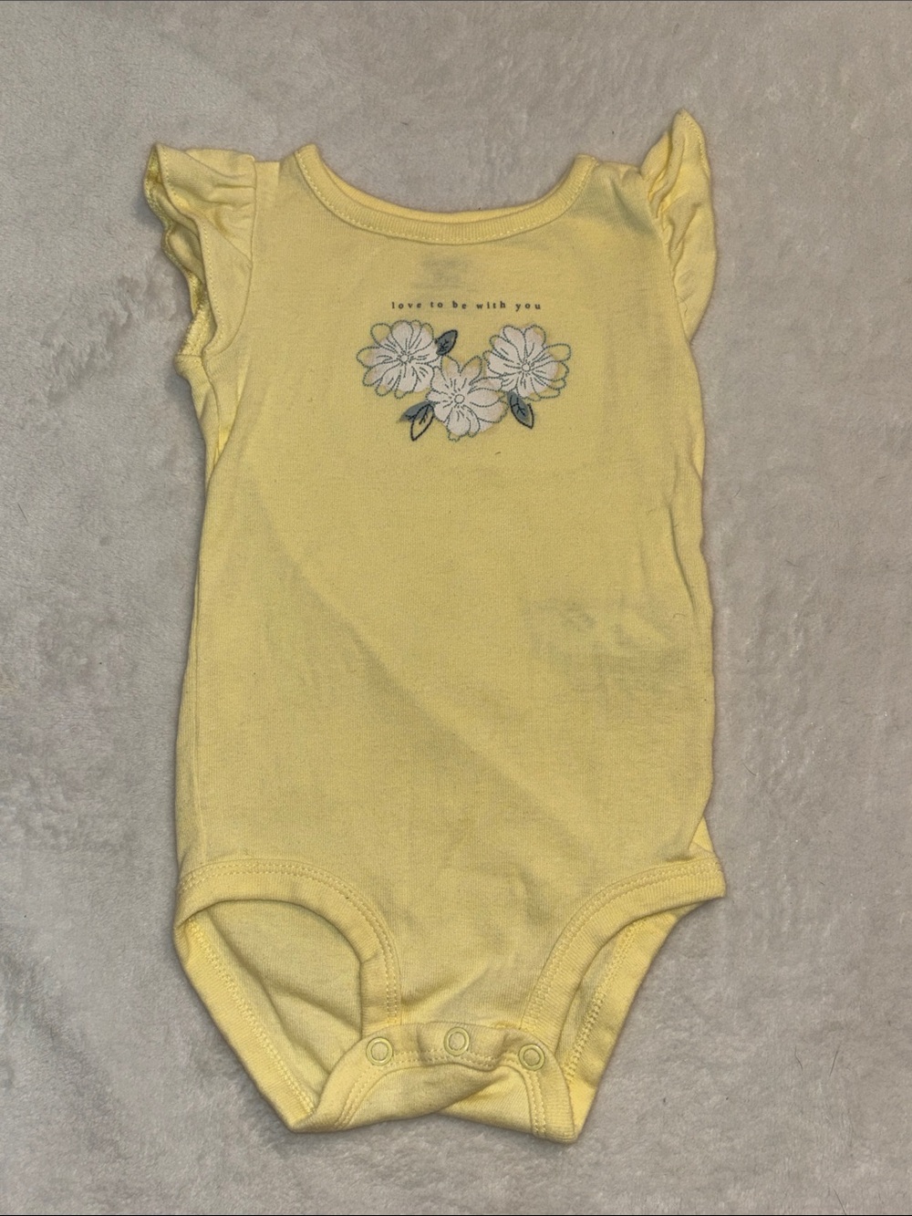 Carters Yellow Floral Ruffle-Sleeve Baby One-Piece bodysuit 9 month baby girl